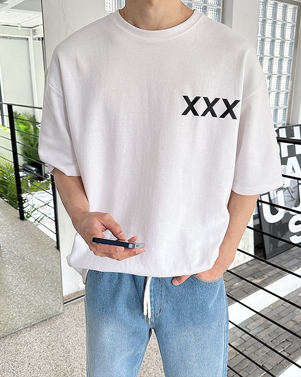 XXX 오버핏 반팔 티셔츠
